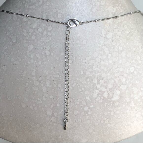Classic Timeless Silver Plated Small Beads Cubic Zirconia Bar Pendant Necklace - Picture 14 of 15